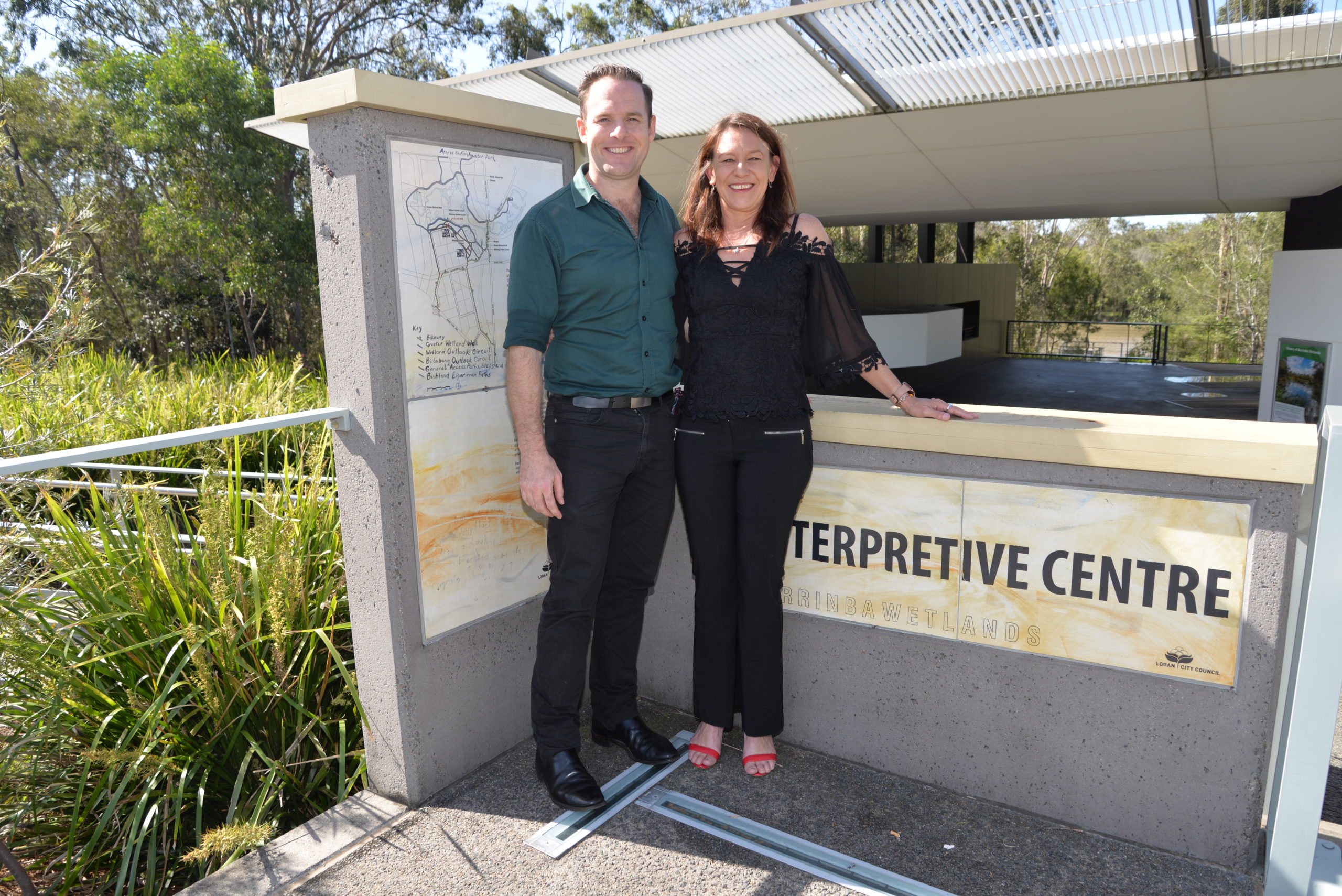Deputy Mayor Jon Raven and Missy Knox at the Berrinba Wetlands Interpretive Centre