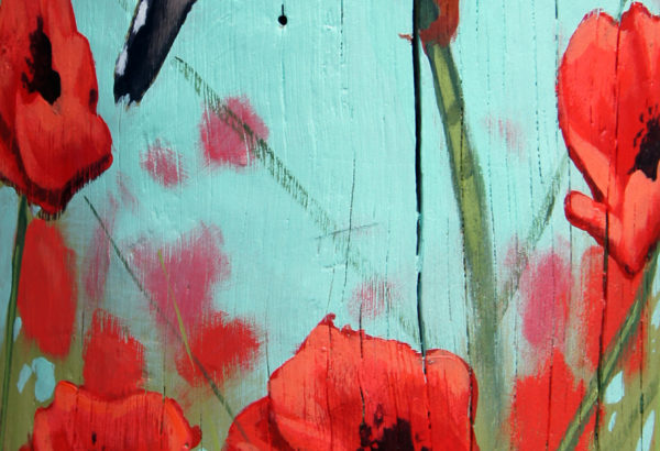 Pole art of poppies in Division 10