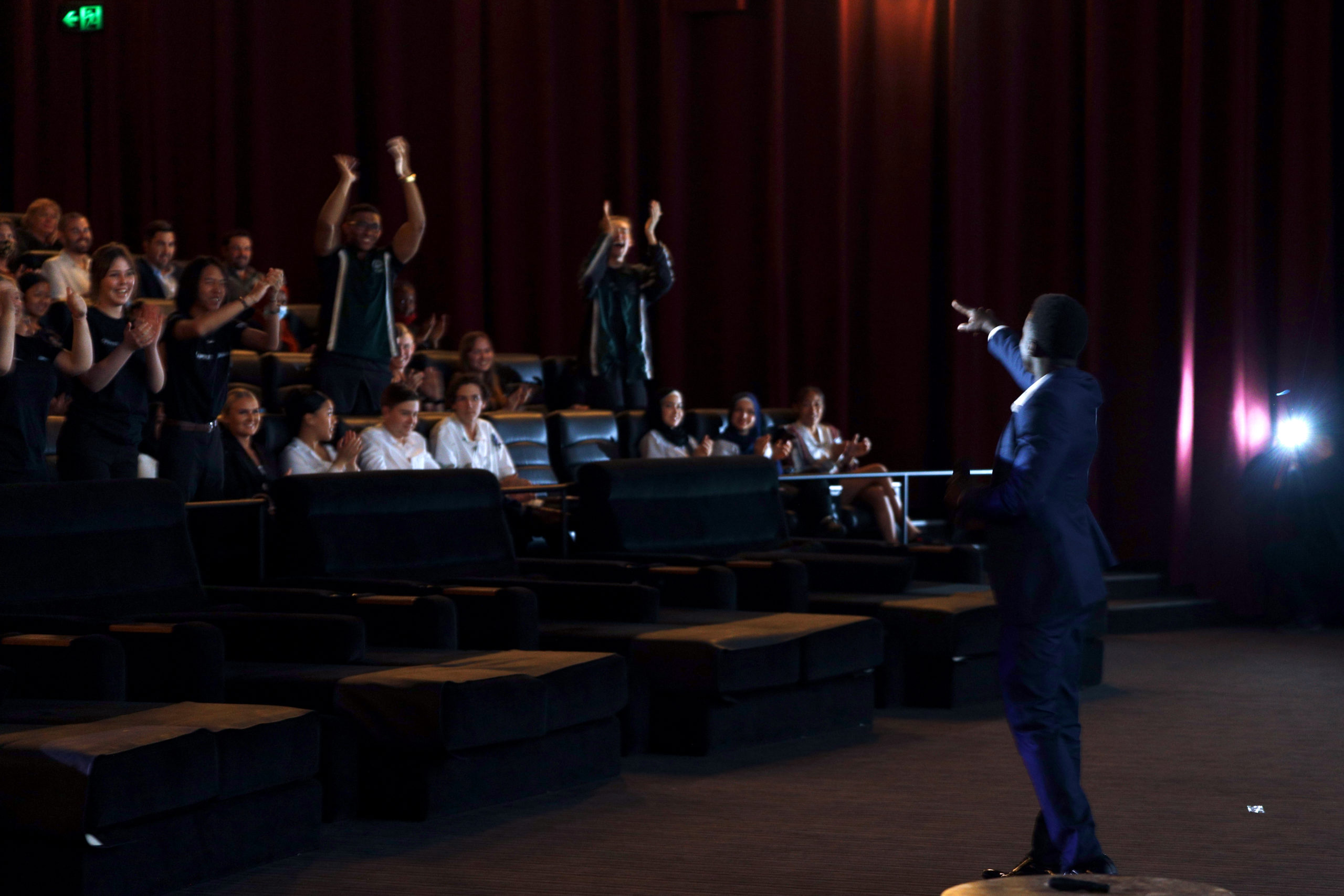 Duku Fore speaks to Logan students at a recent youth innovation showcase event