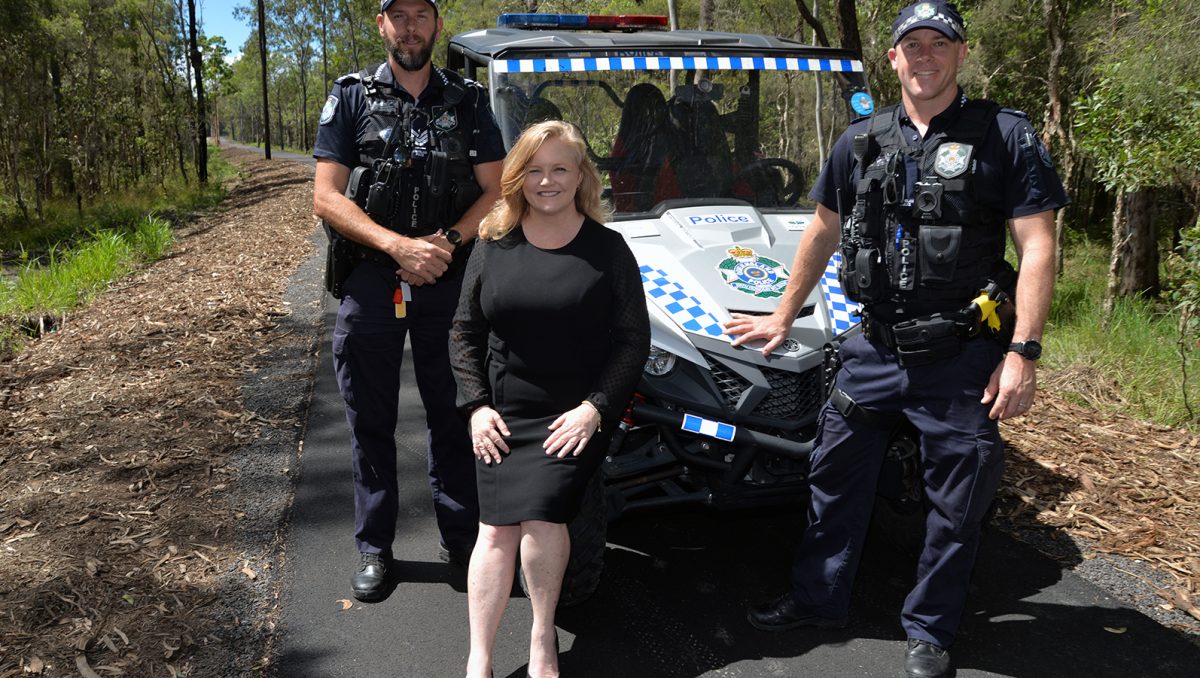 Division 4 Councillor Laurie Koranski was joined by local Queensland Police Service representatives at the opening of the Rail Trail
