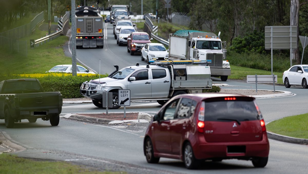 traffic congestion at a roundabout