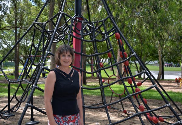 Cr Lisa Bradley in Barbaralla Park ahead of the playground upgrade.