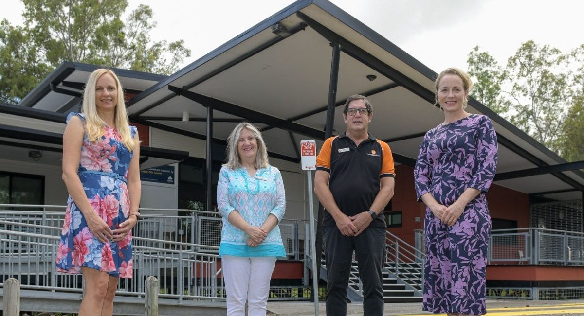 Cr Stemp with Kim Wright, Geoff Leeming and Emma Glencross from KENG, who have been given a lease to operate Tudor Park Community Recreation Centre.