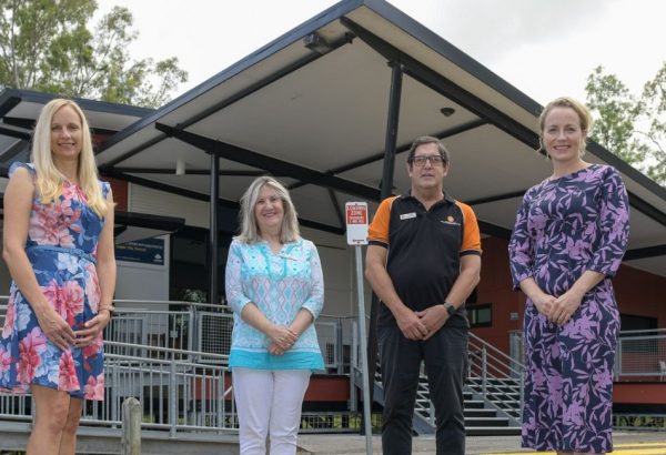 Cr Stemp with Kim Wright, Geoff Leeming and Emma Glencross from KENG, who have been given a lease to operate Tudor Park Community Recreation Centre.