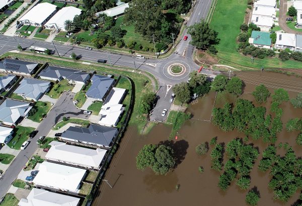 Aerial shot of flooding