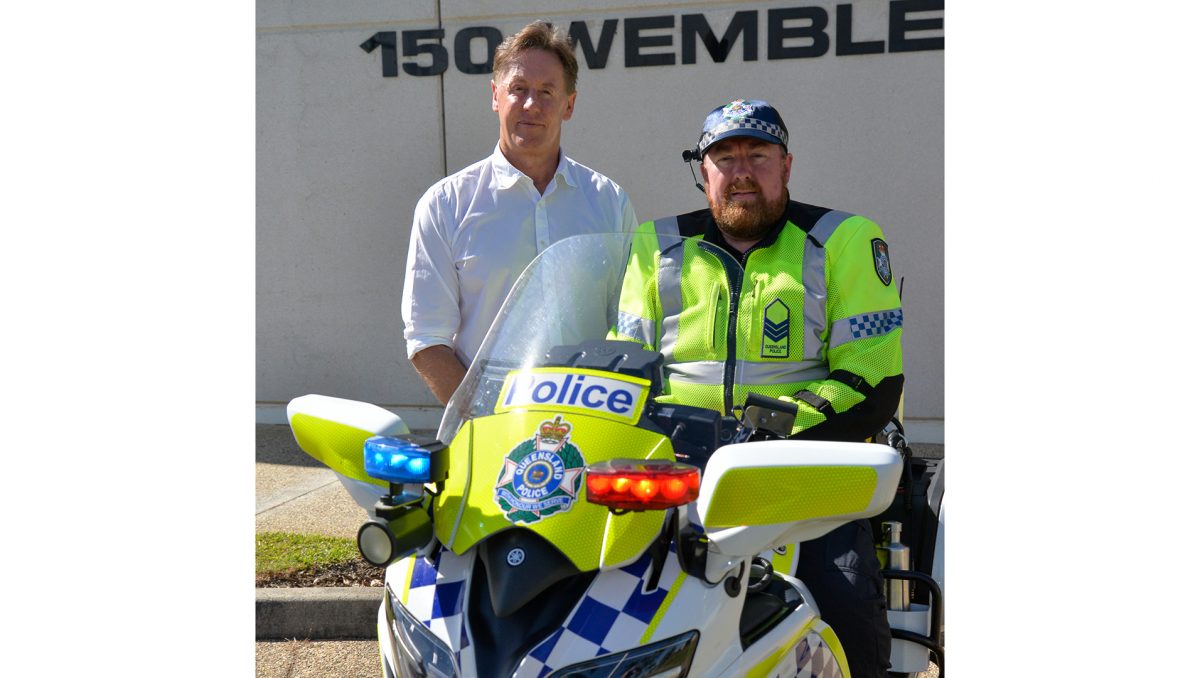 City of Logan Mayor Darren Power an Acting Sergeant Dave Gibson at the start of Road Safety Week.
