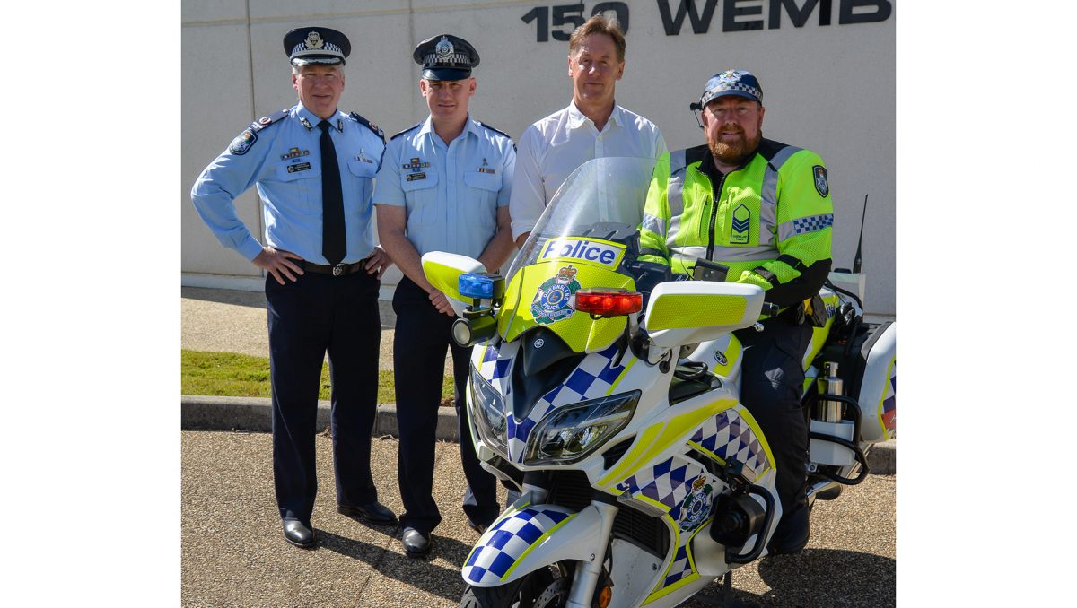 City of Logan Mayor Darren Power with SafeRoads4Logan program partners Assistant Commissioner Brian Swan, Senior Sergeant Darren Smith and Acting Sergeant Dave Gibson at the start of Road Safety Week.