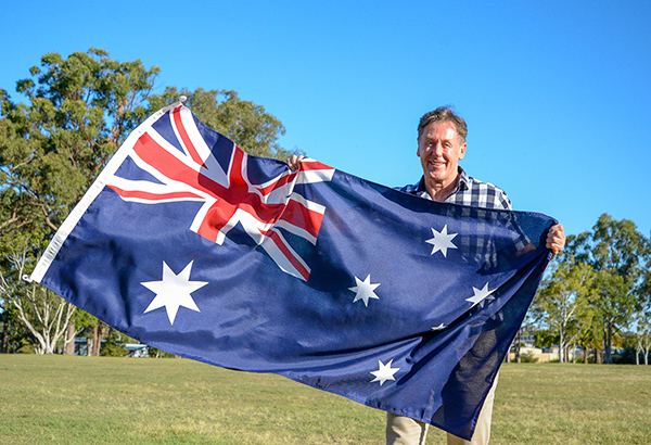 Mayor Power with Australian flag