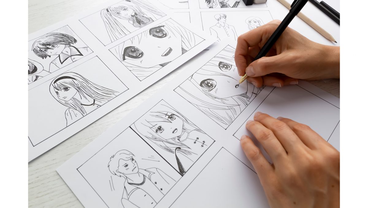 A manga style storyboard.