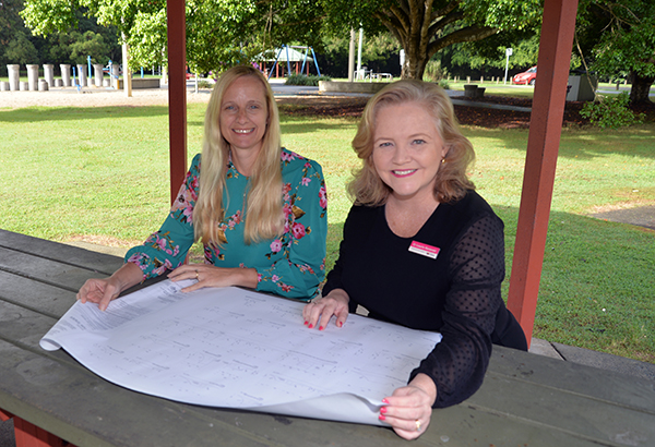 An image of City Lifestyle Chair Cr Laurie Koranski (right) and Division 10 Cr Miriam Stemp at Alexander Clark Park in Loganholme, which will get a $6.34 million upgrade.