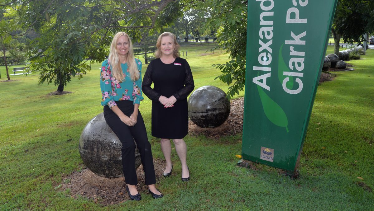 An image of City Lifestyle Chair Cr Laurie Koranski (right) and Division 10 Cr Miriam Stemp at Alexander Clark Park in Loganholme, which will get a $6.34 million upgrade.