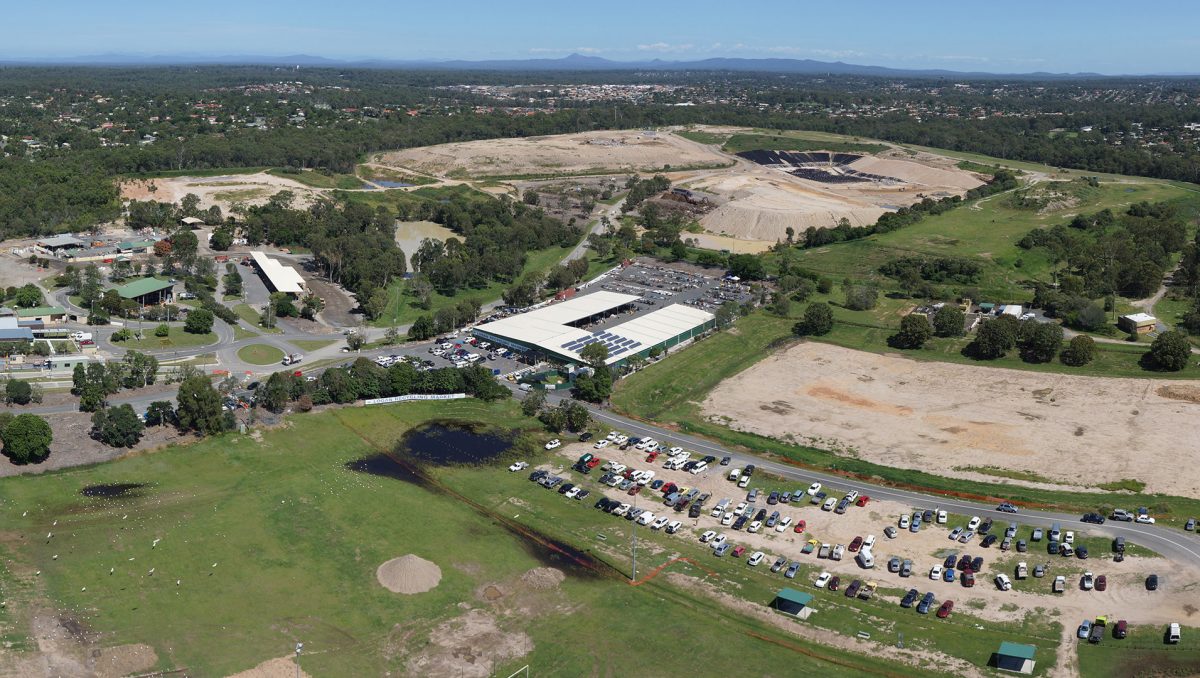 An aerial view of the Browns Plains Waste Recycling Facility at Heritage Park