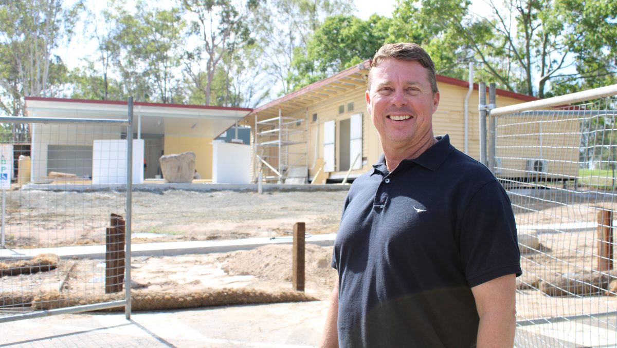 Councillor Scott Bannan inspects the RSL relocation works at Jimboomba Park.