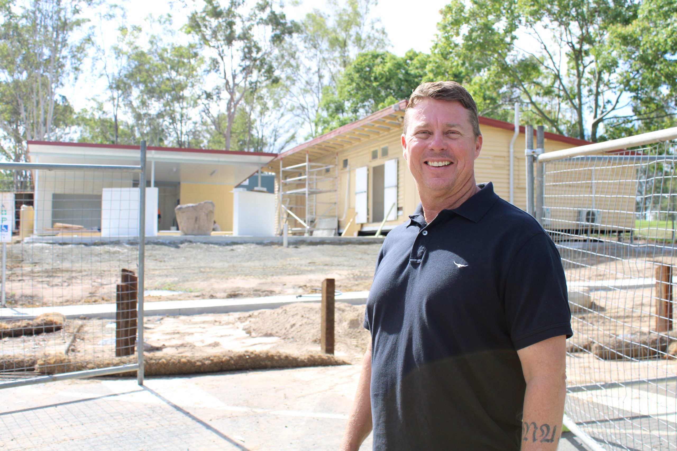 Councillor Scott Bannan inspects the RSL relocation works at Jimboomba Park.