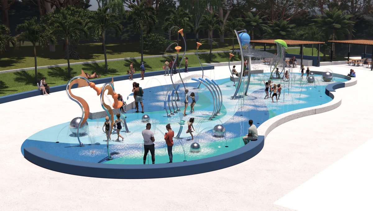 An artist’s impression of what the new splashpad at Logan North Aquatic Centre might look like.