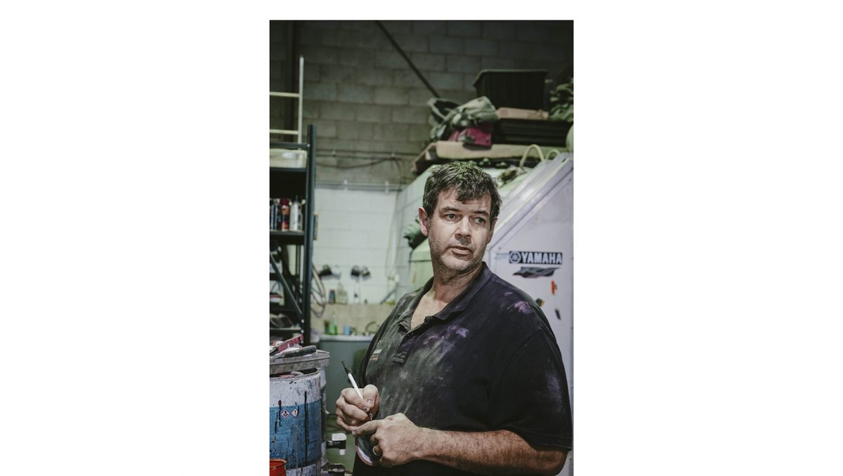 Brent Barnes in his Underwood workshop.