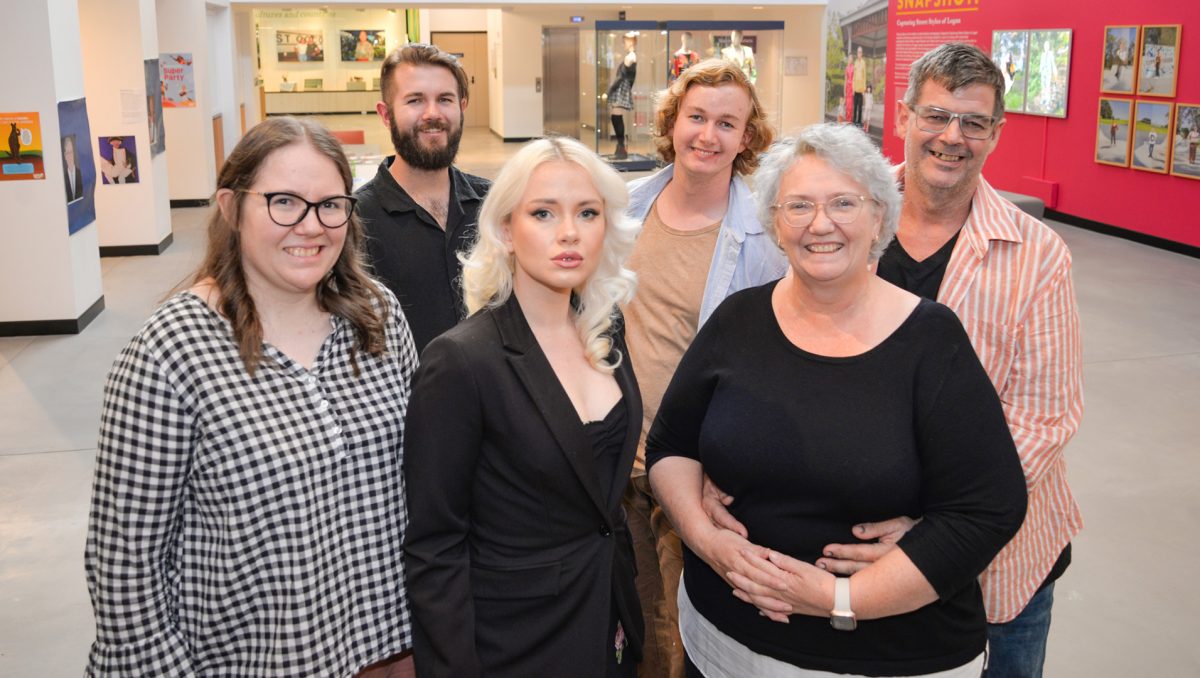 The lives of the Sharrock-Barnes family (from front left) Becky Sharrock, Brendan Barnes, Jessica Sharrock, Dylan Barnes, Janet Barnes and Brent Barnes have been captured in a documentary to be screened in the City of Logan in May.