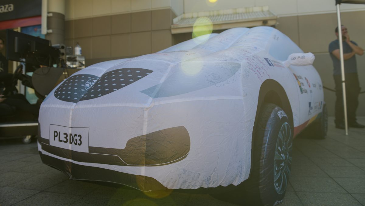 A 'pledge car' was on hand for visitors to sign.