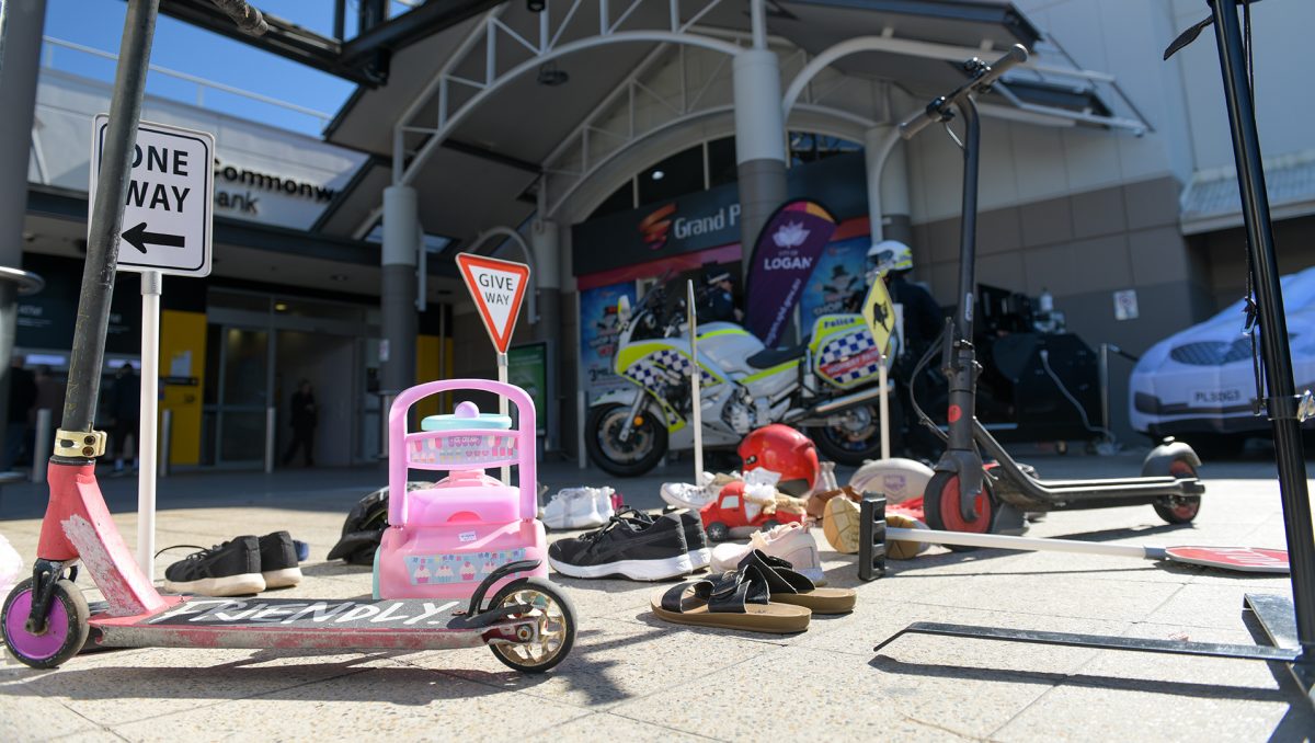 Part of a display at the Fatality Free Friday event at Grand Plaza, representing lives lost on our roads.