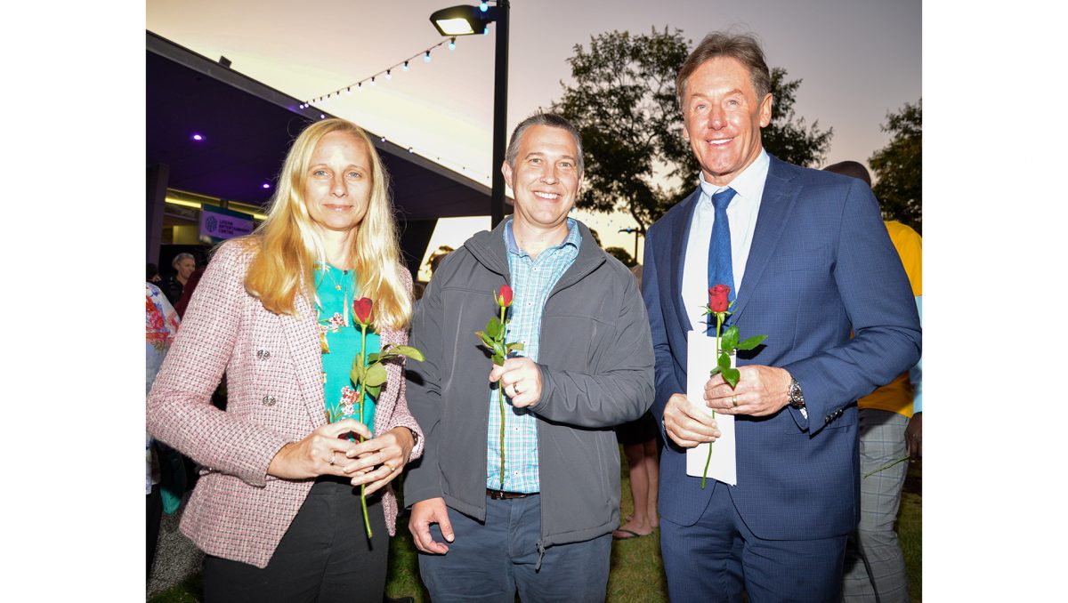 Cr Miriam Stemp, Cr Tim Frazer and Mayor Darren Power at the Candlelight Vigil in the City of Logan.