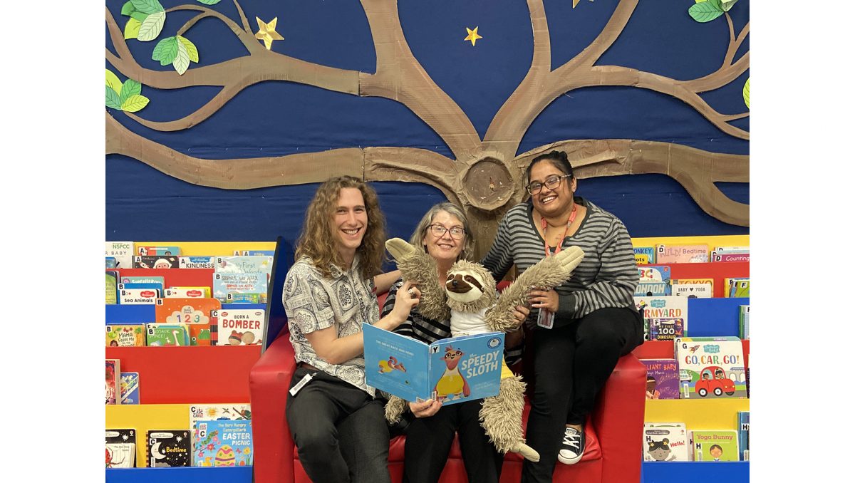 Beenleigh Library officers (from left) Sam Gildner, Megan Luhrs and Aavishka Kumar are looking forward to sharing the National Simultaneous Storytime featured book with local children.
