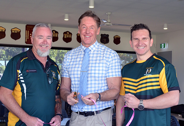 Waterford Demons Rugby League Club President Glenn Bochow (left), Mayor Darren Power and Lifestyle Chair and Division 6 Councillor Tony Hall at the official opening of the new clubhouse.