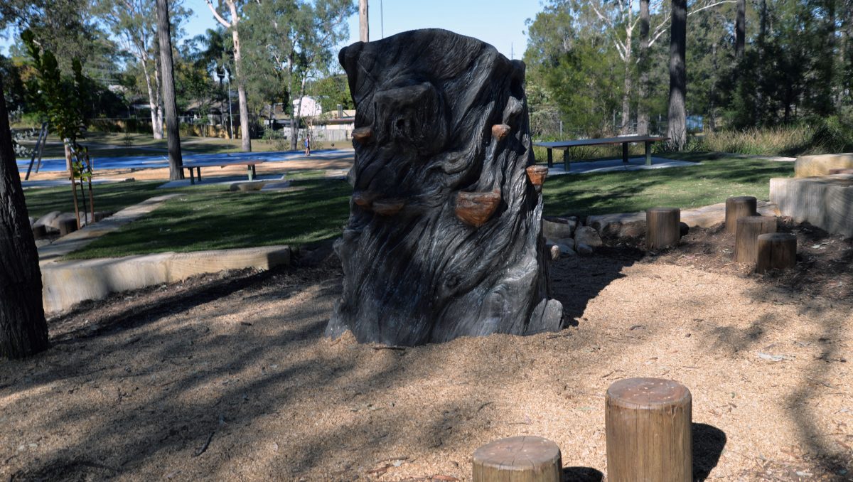 An image of a climbing stump in the upgraded Eridani Park at Kingston.