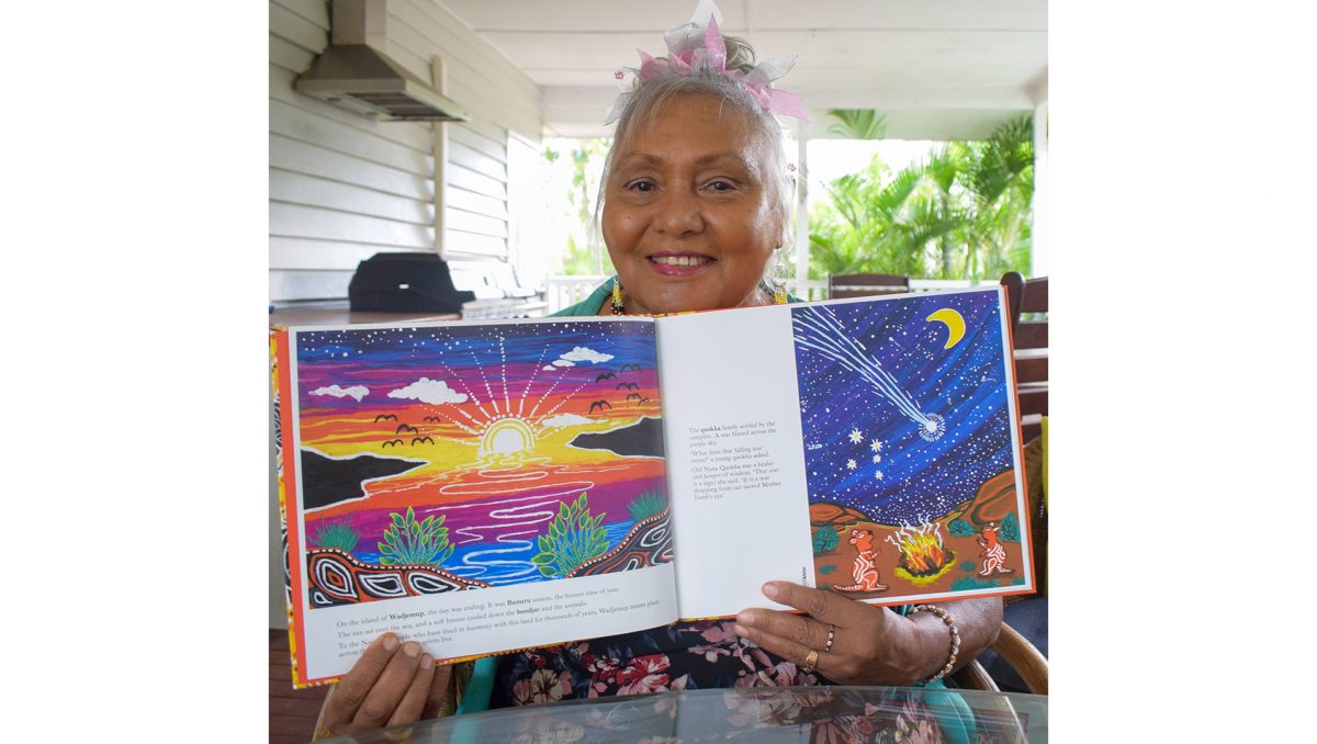 Author, artist, performer and Yamatji Noongar storyteller Aunty Rhonda Collard-Spratt with the new book Old Nana Quokka which she has co-authored.