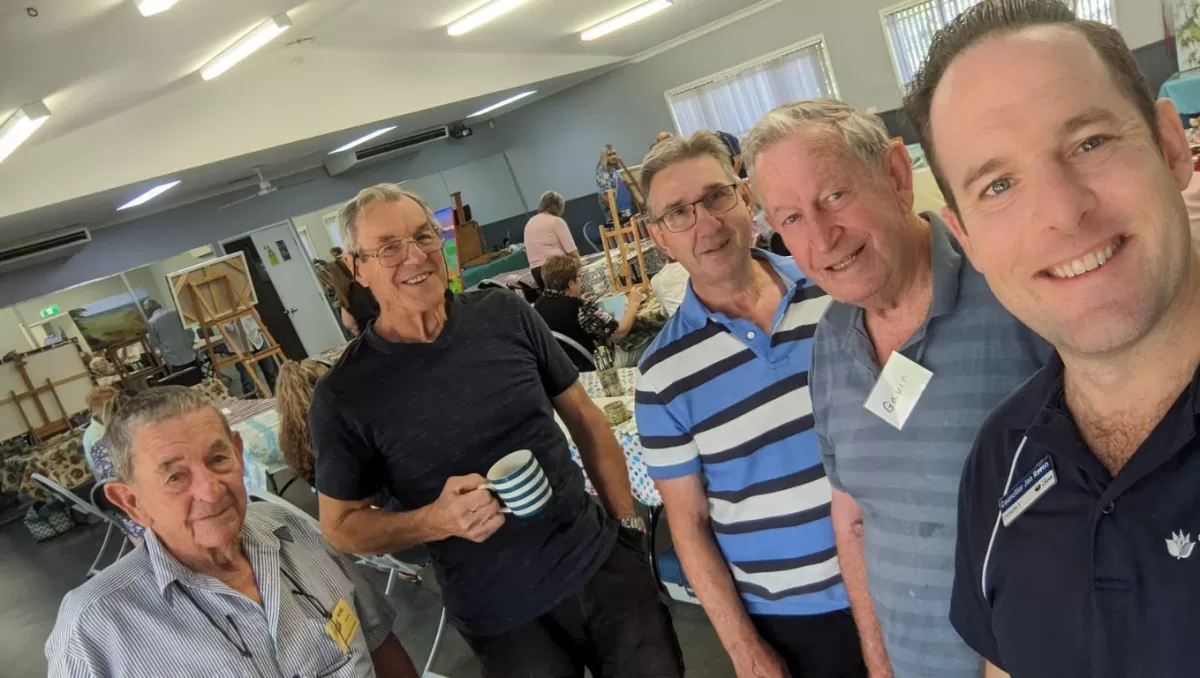 Councillor Jon Raven (far right) with (from left) Crestmead Artists President Noel Rogers, Alan Carter, John Raine and Gavin Taylor