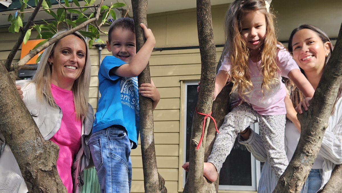 Kylie Stagg and son Jayce, 4, with Nadia Matiu and daughter Emilia, 4