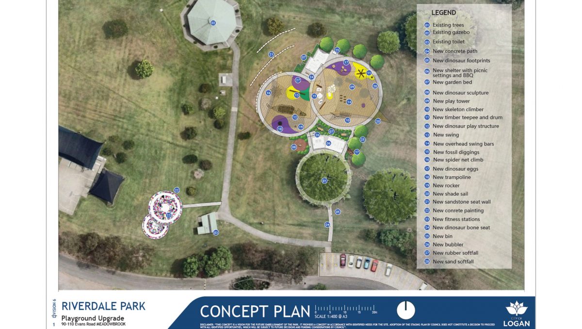 Plans of proposed upgrade works at Riverdale Park (Meadowbrook).