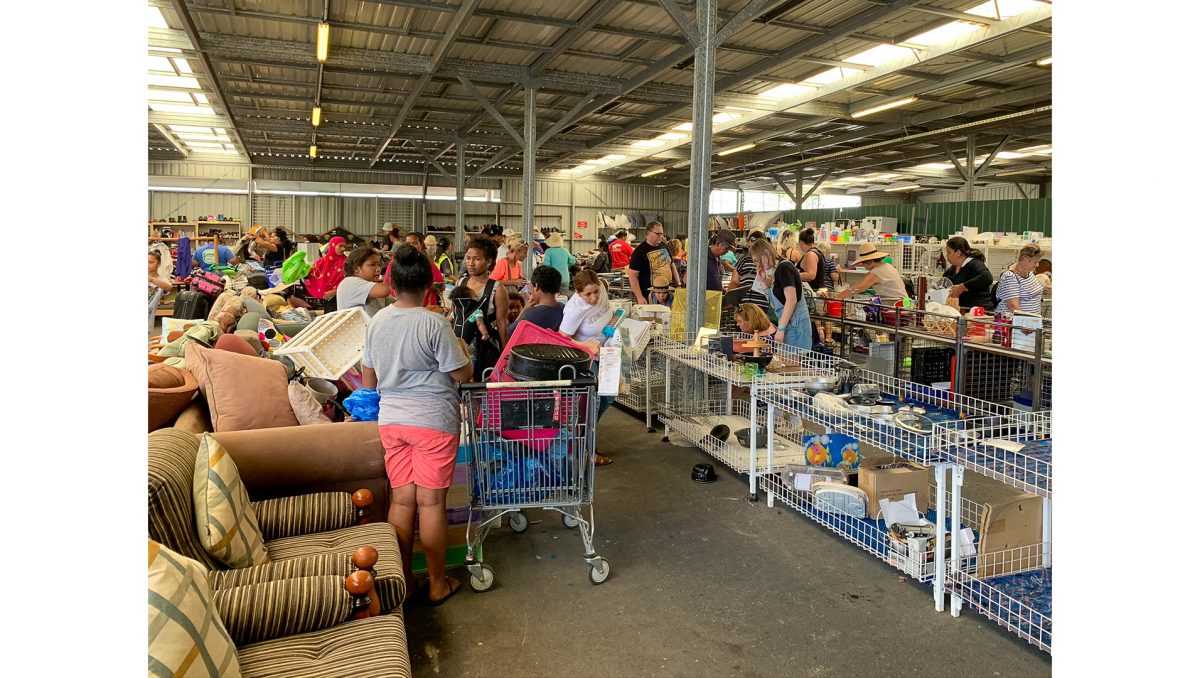 Looking for a bargain inside the Logan Recycling Market.