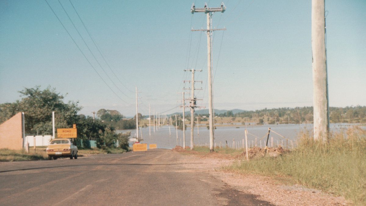 Photographer Albert Wharton captured flooding over Logan Reserve Road in April, 1989.