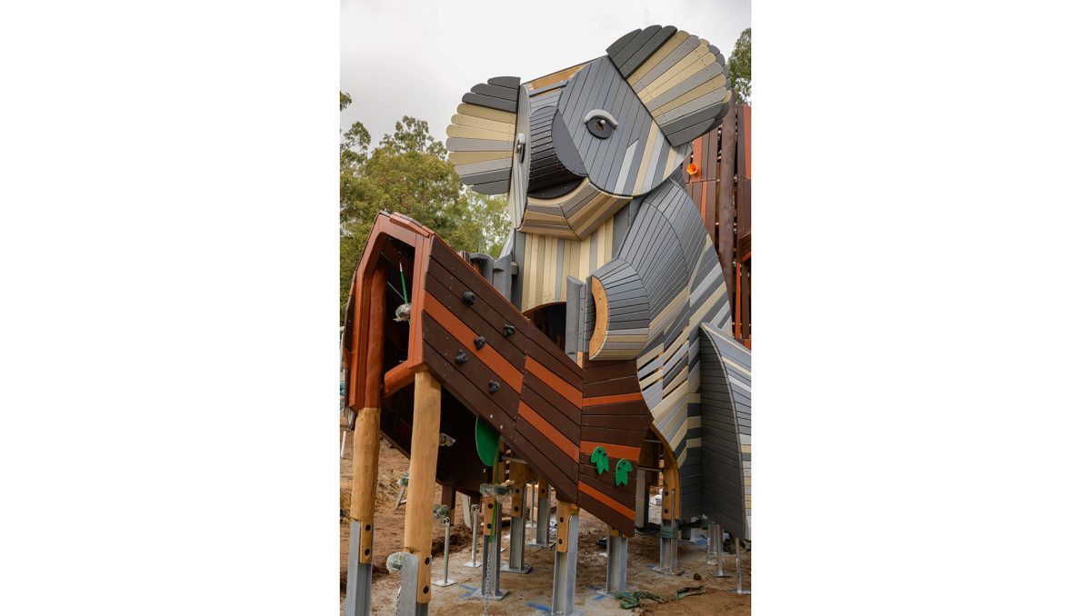 This koala play tower is the centrepiece of a $6.34 million upgrade currently underway in Loganholme’s Alexander Clark Park.