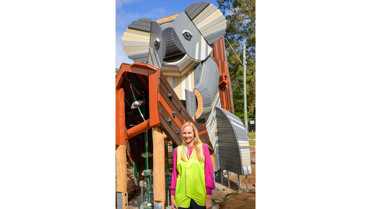 Logan City Councillor Miriam Stemp with the new addition to the Alexander Clark Park upgrade project.