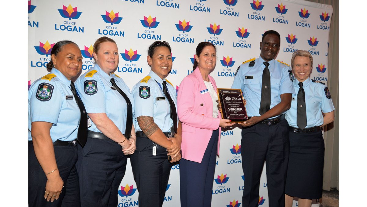 Cr Natalie Willcocks (third from right) with members of the Queensland Police Cross Cultural Liaison Unit (from left) Maria Fakahau, Codie Smith, Serena Daniels, Joseph Otieno and Vernita Pennington.