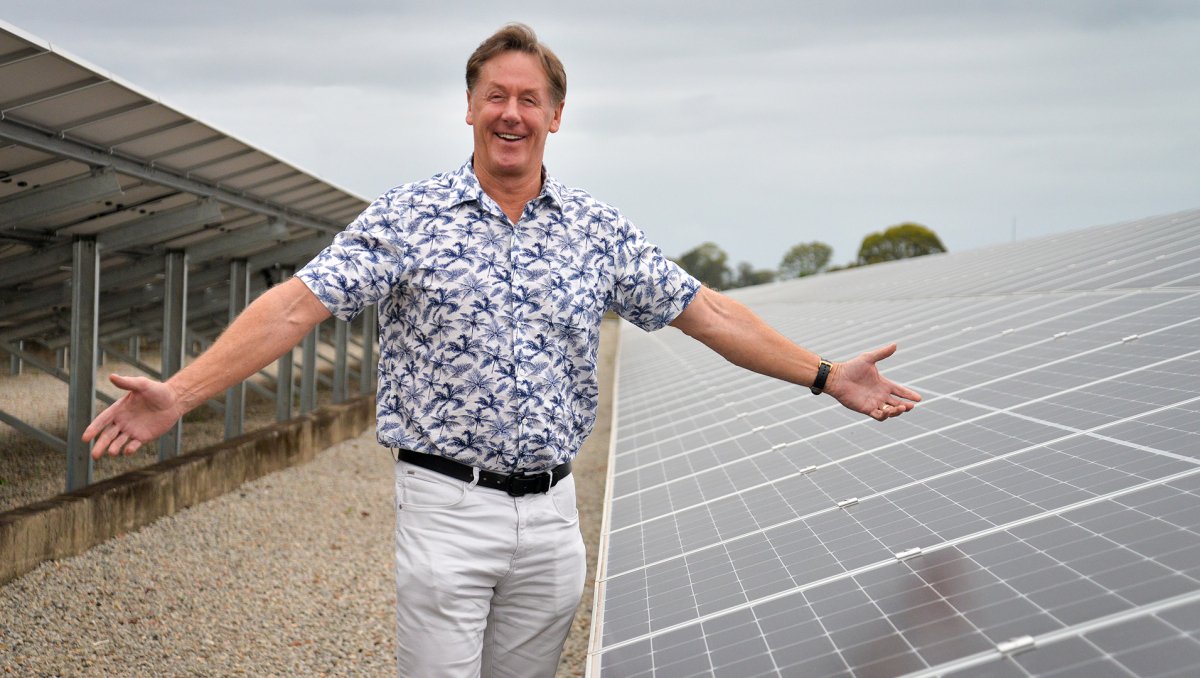 Mayor Darren Power at the Loganholme Wastewater Treatment Plant’s solar farm. He hopes the City of Logan will be among just eight cities worldwide to take part in a United Nations Program examining quality-of-life issues.