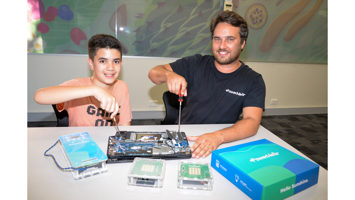 > Beenleigh teenager Giovanni Cassella, 12, is looking forward to learning more about electronics, circuits and recycling electronic waste at a Logan Libraries school holiday workshop with PowerWells co-founder Brad Clair.