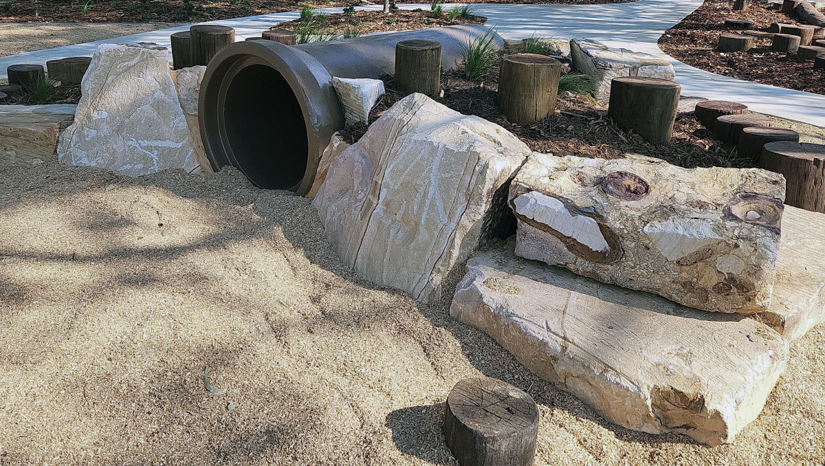 A section of the new nature play area in the Eagleby Wetlands, on River Hills Road.
