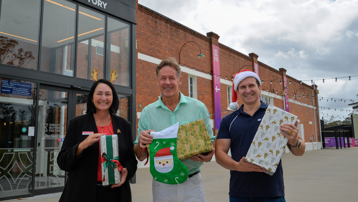 Mayor Darren Power, Lifestyle Chair Cr Tony Hall and Division 2 Councillor Teresa Lane will be spreading the Christmas cheer at the Kingston Butter Factory next month.