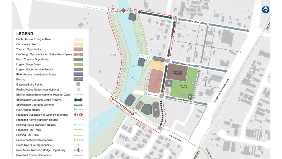 A plan of what the Logan Village Green River Precinct might look like.