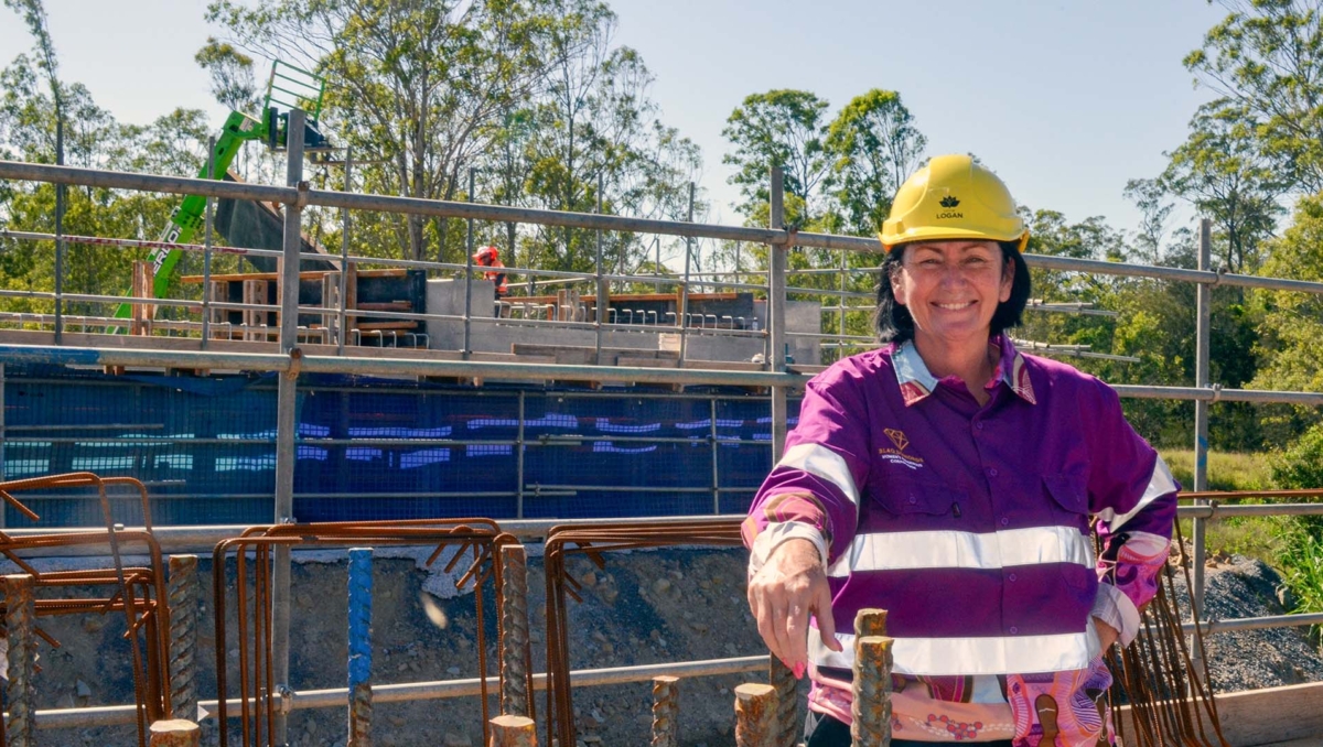 Infrastructure Chair, Cr Teresa Lane at the new Norris Creek Bridge, which is being built as part of an upgrade for Chambers Flat Rd.