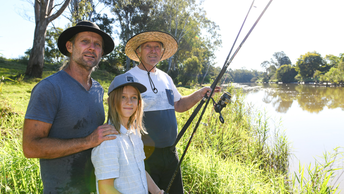 Recreational fishing is popular among residents including keen fishermen (from left) Glen, Keale and Eric Sprudzans, of Logan Village.