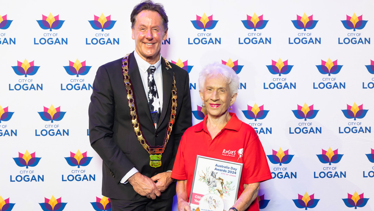 Mayor Darren Power with Citizen of the Year Margaret Harvey