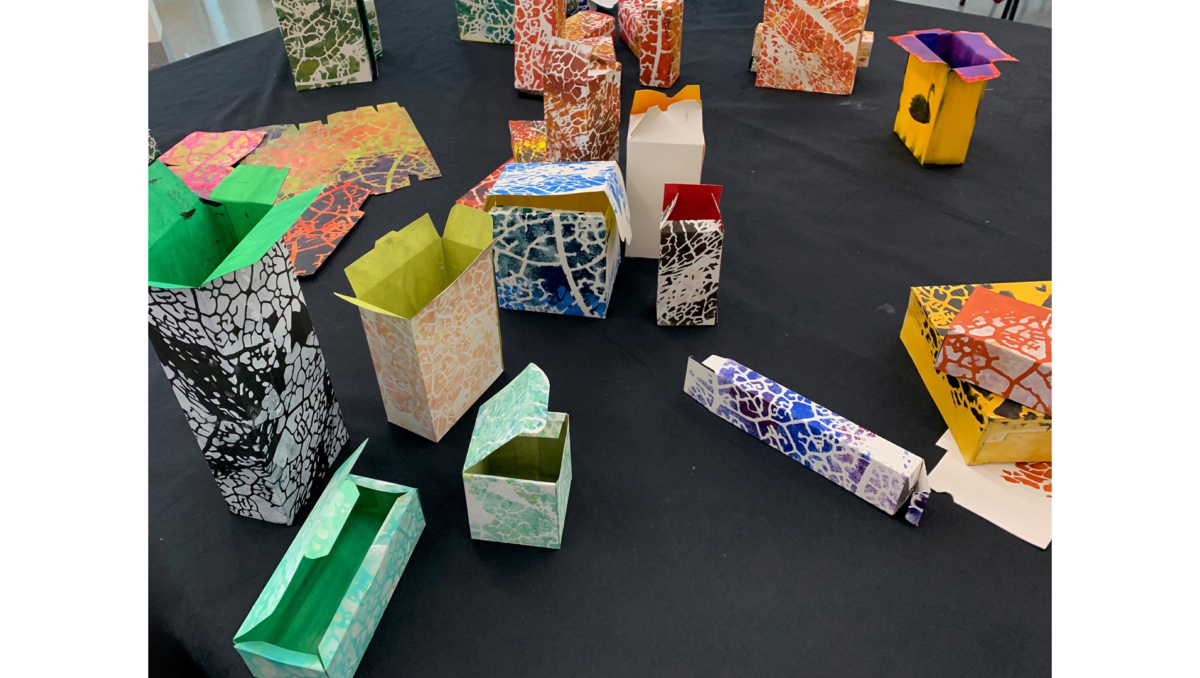 Boxes produced during a workshop with artist Rachael Lee are on display as part of the Workshop wonders XXII annual exhibition.