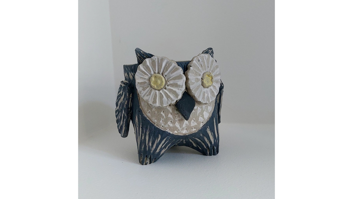 Local ceramic artist Marsha Brockhurst will run a workshop during the holidays to allow participants to make this owl planter from clay.