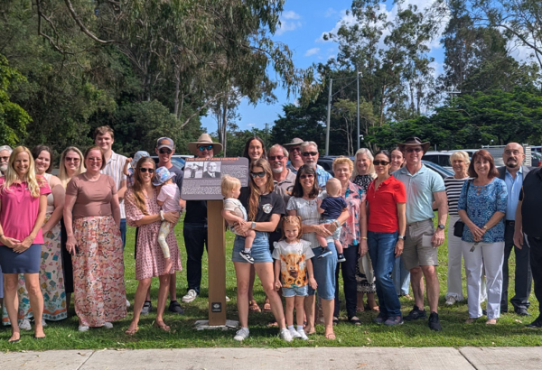 An image of Cr Stemp at the Clark family reunion in Alexander Clark Park at Loganholme.