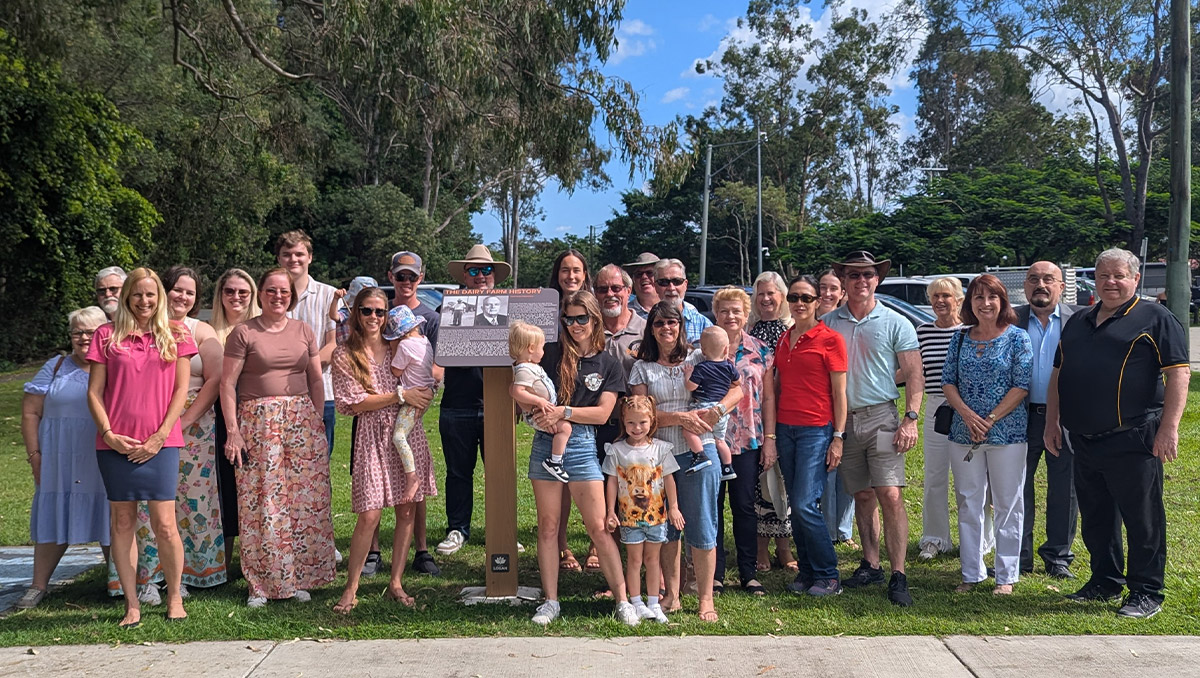 An image of Cr Stemp at the Clark family reunion in Alexander Clark Park at Loganholme.