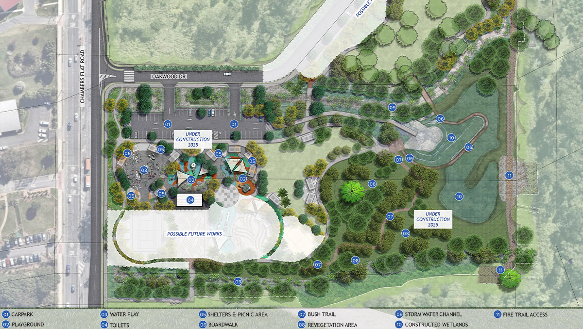 A concept plan for the new Waterford West District Park. A concept plan for the new Waterford West District Park.