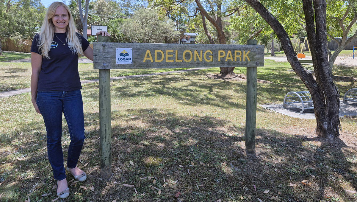 Cr Miriam Stemp at Adelong Park, in Shailer Park, which is scheduled for an upgrade. An image of Cr Miriam Stemp at Adelong Park, in Shailer Park, which is scheduled for an upgrade.